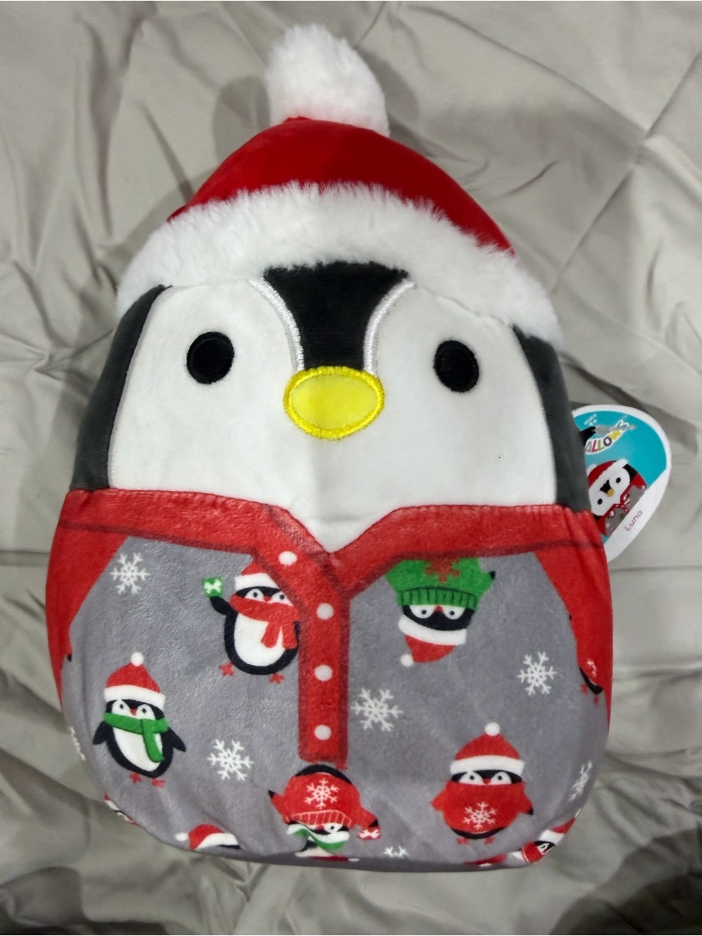 Squishmallows Red White Black Holiday Penguin Plush Hat